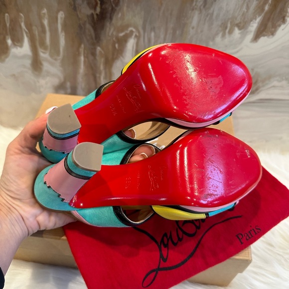 $1295 Christian Louboutin Azunika 120 Aztec Slide Sandals 38.5 - Picture 6 of 7